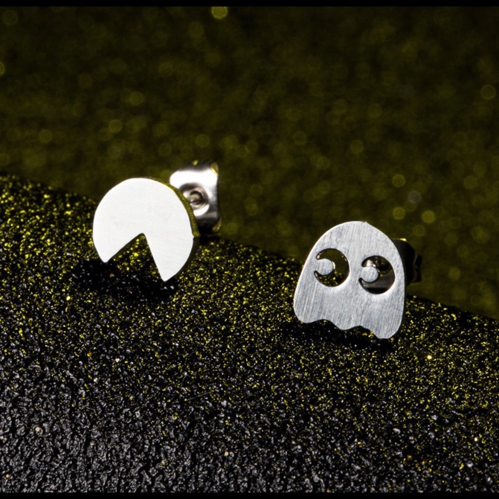 END OF SUMMER CLEARANCE!NEW! PacMan Stud Earrings Hypoallergenic